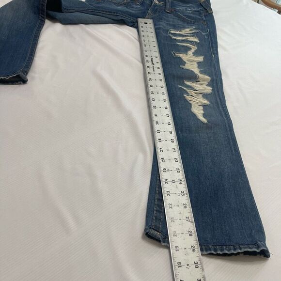 True Religion Bobby Destroyed Denim Jeans Size 27 X 29 - Picture 4 of 8